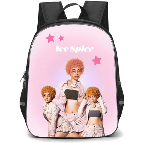 Ice Spice Backpack StudentPack - Ice Spice Standing On Pink Background ...