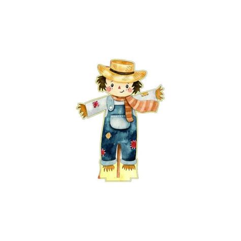 A Watercolor Drawing Of A Scarecrow Wearing A Cowboy Hat And Holding A