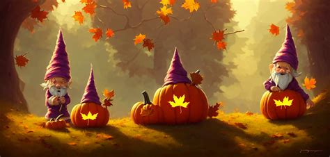 Krea Ai Hand Drawn Cute Gnomes In Autumn Disguise Holding