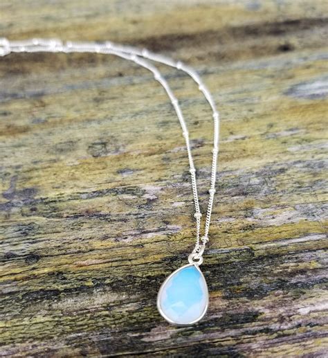 Opalite Pendant Necklace Opalite Sterling Silver Necklace 16 Etsy