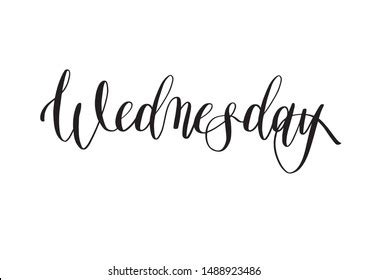 Wednesday Handdrawn Lettering Modern Brush Calligraphy Stock Vector