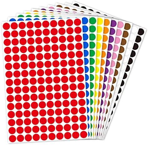 Amazon 3000 Pack 0 375 Round Colored Dot Stickers Labels 10