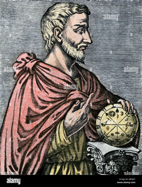 Pythagoras ancient Greek philosopher and mathematician. Hand-colored ...