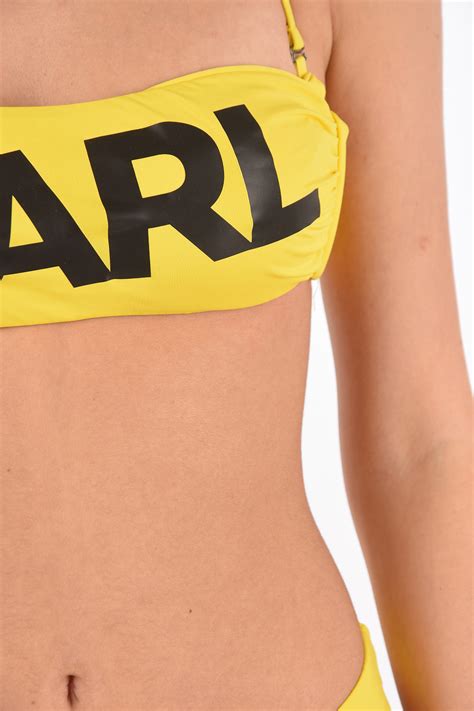 Karl Lagerfeld Bandeau Bikini Top With Frontal Logo Print Women