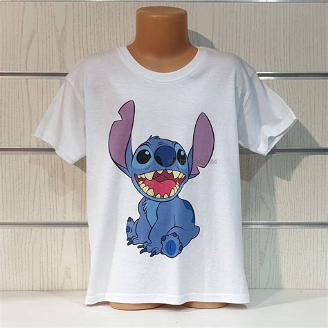 Нова бяла детска тениска с дигитален печат Стич Stitch Тениска