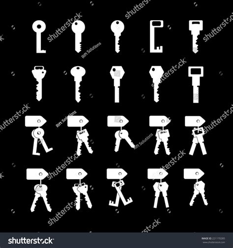 Different White Keys On Black Background Stock Vector Royalty Free