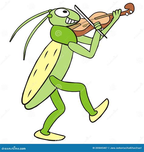 Grasshopper Fiddler Drawing Cartoon Vector 129139931