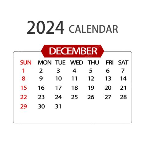 Calendário De Dezembro De 2024 Vermelho Simples Png Calendário Dezembro Dois Mil E Vinte E