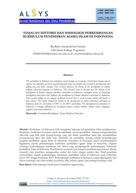 Pdf Tinjauan Historis Dan Sosiologis Perkembangan Kurikulum