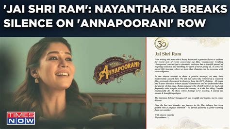 Amidst Annapoorani Controversy Nayanthara Issues A Sincere Apology