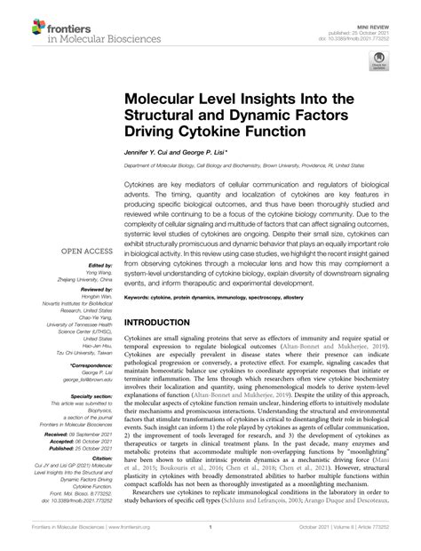 Pdf Molecular Level Insights Into The Structural And Dynamic Factors