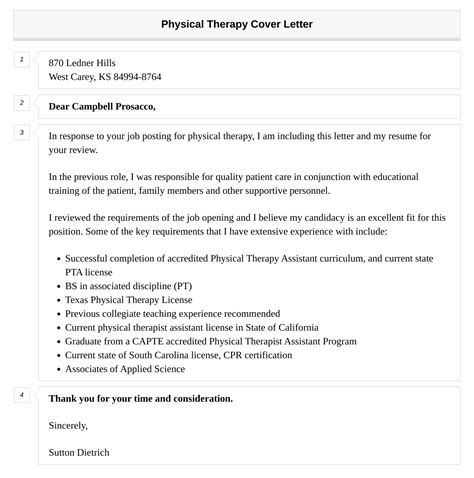 Physical Therapy Cover Letter Velvet Jobs