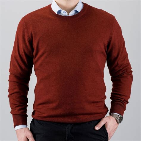 Crew Neck Merino Wool Sweater Red Tailor Store®