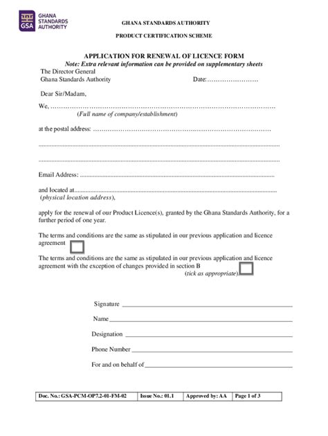 Fillable Online Application For Renewal Of Licence Form Note Fax Email