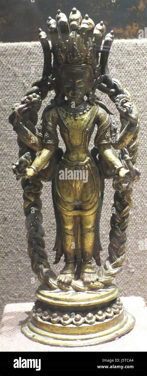 Vishnu With Serpents From Nepal C 1700 Gilt Bronze Norton Simon