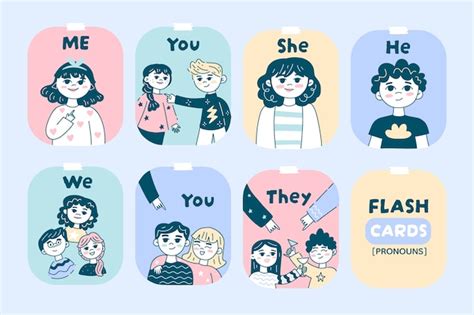 Premium Vector Subject Pronouns Flash Cards Set