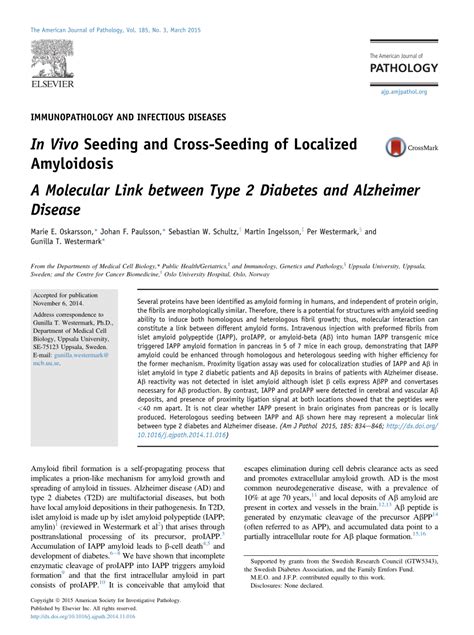 Pdf In Vivo Seeding And Cross Seeding Of Localized Amyloidosis A