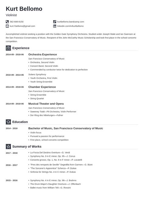Music Resume Examples And Templates For 2025