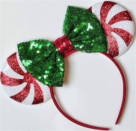 Christmas Mickey Ears Peppermint Candy Ear Headband Etsy