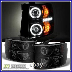 Blk Smoke 2007 2013 Chevy Silverado 1500 LED CCFL Projector Headlights