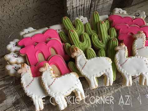 Llama Cookies And Cactus Cookies Baby Shower Food For Girl Baby