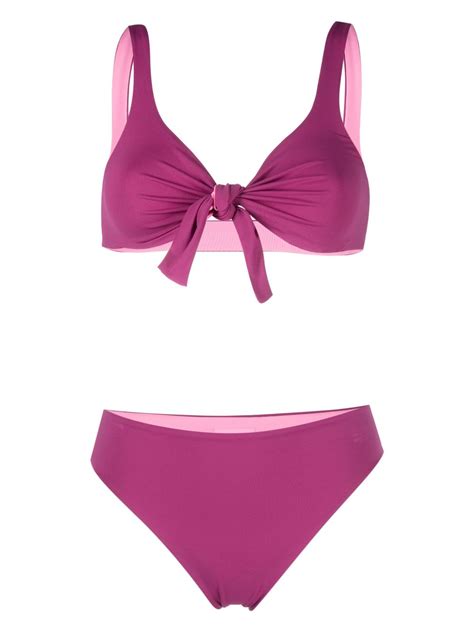 Fisico Set Bikini A Vita Alta Viola Farfetch It