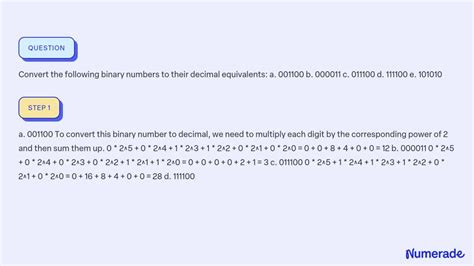 ⏩solvedconvert The Following Binary Numbers To Their Decimal Numerade