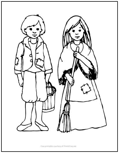 Poor Boy And Girl Coloring Page Print It Free