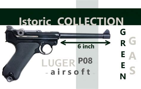 Pistol We P08 Luger Green Gas A I R S O F T Blowback 6inch Arhiva Okaziiro