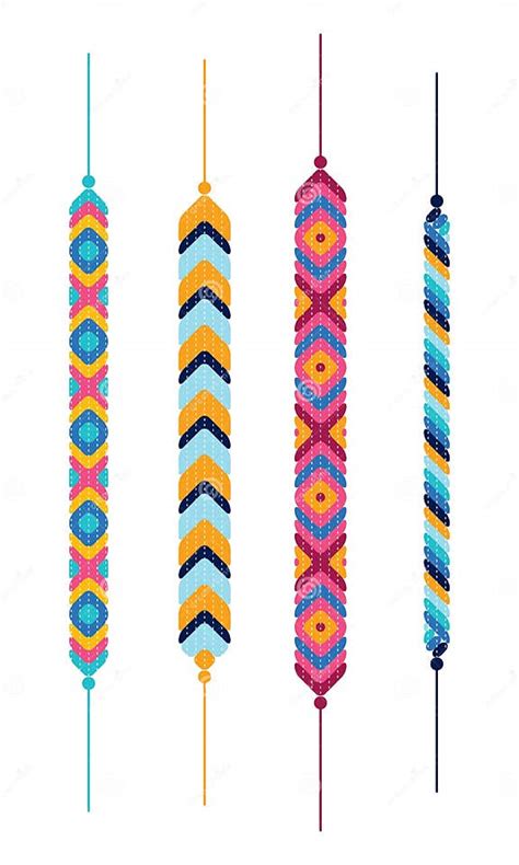 Set Of Multicolor Friendship Hippy Bracelets Stock Vector