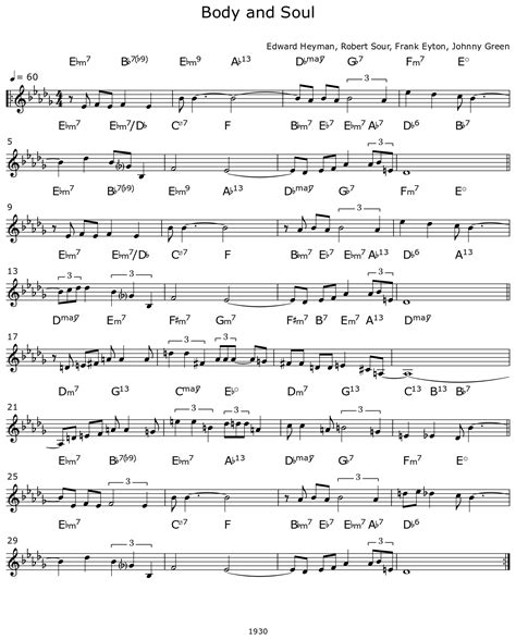 Body And Soul Sheet Music For Vibraphone