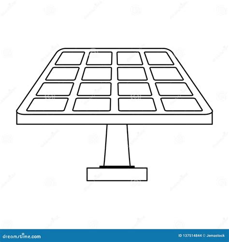 Energia Do Verde Do Painel Solar Preto E Branco Ilustração do Vetor