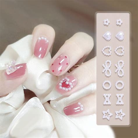 Pcs Set Nails Art Tops Stones Waterproof Nail Art Design Bowknot Love