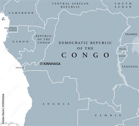 Fototapeta Democratic Republic Of The Congo Political Map With Capital