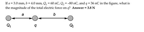 Solved If A 3 0 Mm B 4 0 Mm Q1 60 NC Q2 80 NC Chegg