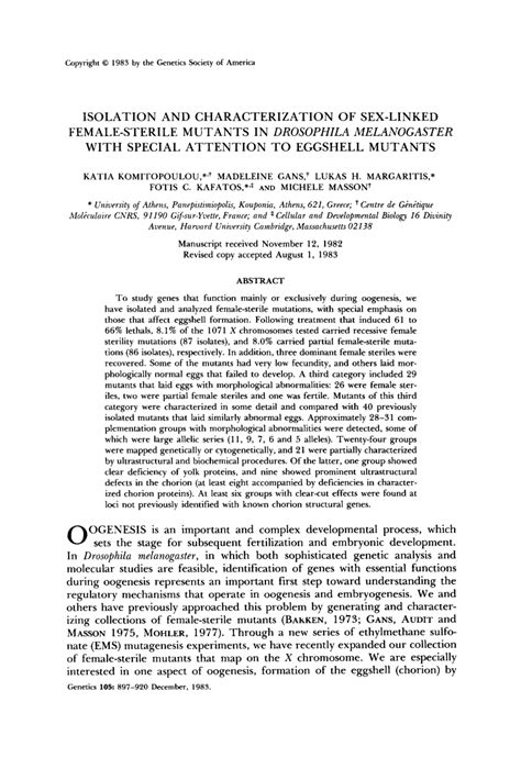 Pdf Isolation And Characterization Of Sex Linked Female Sterile