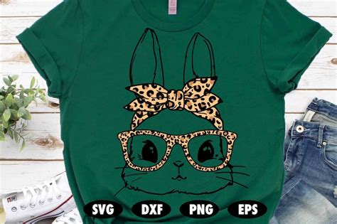 Easter Bunny Svg Cute Bunny With Leopard Bandana And Glasses Svg