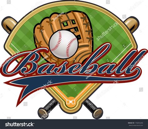 Baseball Glove Ball Bat Field vector de stock libre de regalías