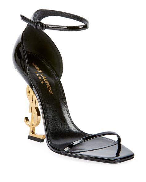 Saint Laurent Opyum Ysl Logo Heel Sandals With Golden Hardware Neiman