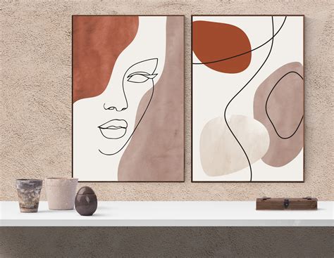 Line Art Woman Printable Wall Decor Set Of Prints Line Art Face