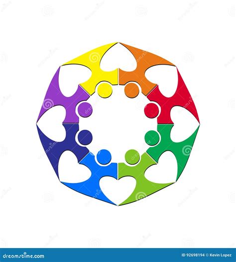 Teamwork With Hearts Surrounding Each Other Logo Stock Vector