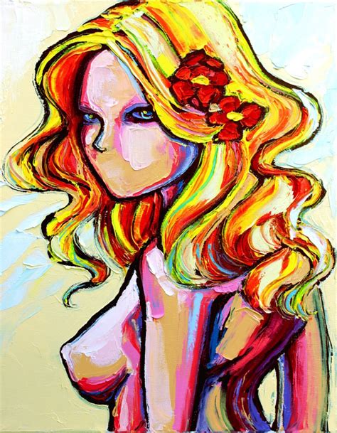 Abstract Nude Print Colorful Art By Aja Scarlet Begonias 8x10 11x14