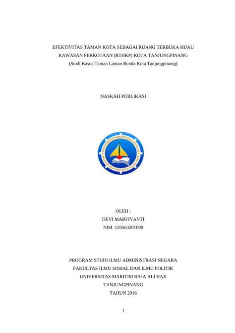 PDF EFEKTIVITAS TAMAN KOTA SEBAGAI RUANG Jurnal Umrah Ac Id Wp