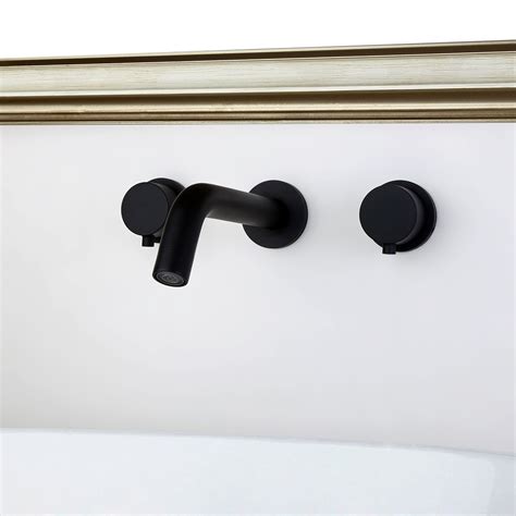 Luxury Stev Modern Matte Black Wall-Mount Bathroom Sink Faucet with ...