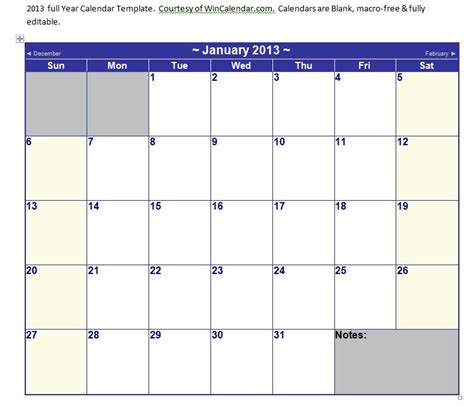 Calendar Template For Office Microsoft Word Templates