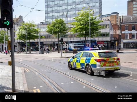 Police Car driving through Nottingham City Centre, Nottinghamshire ...