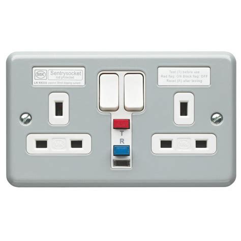 Mk Grey Rcd Switched Socket Twin Gang Ma Metal Clad Eyre Elliston