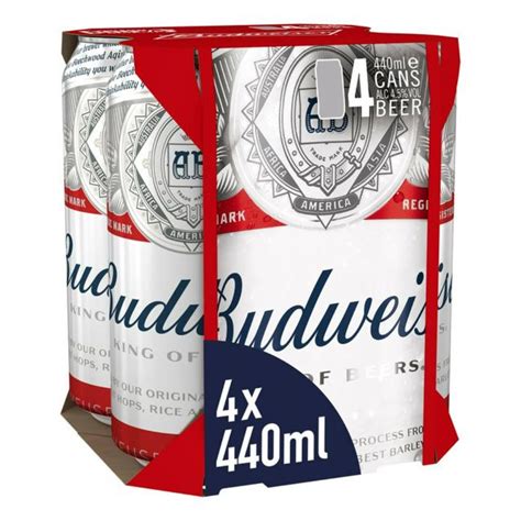 Buy Budweiser Lager Beer 4 X 440ml Cans Fast Uk Delivery Cheers The