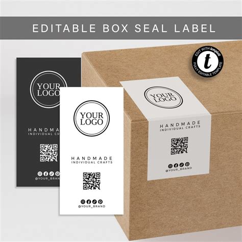 Box Seal Label Template Editable Box Sticker Modern Packaging Design