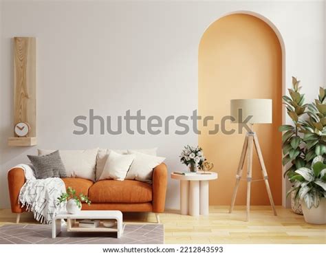 Living Room Have Orange Leather Sofa Stock Illustration 2212843593 ...